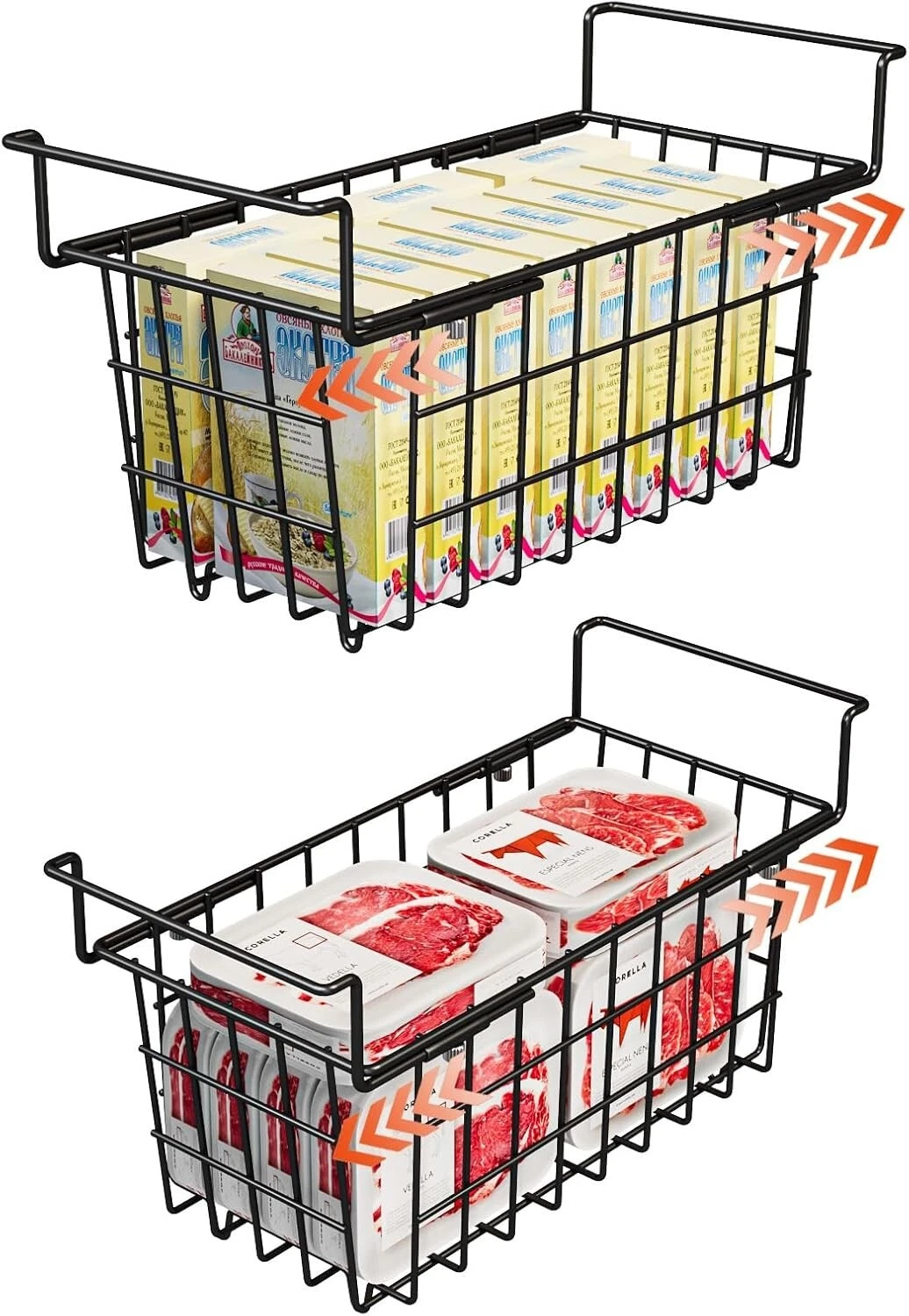 2Pack Chest Freezer Organizer Bins, Freezer Hangin